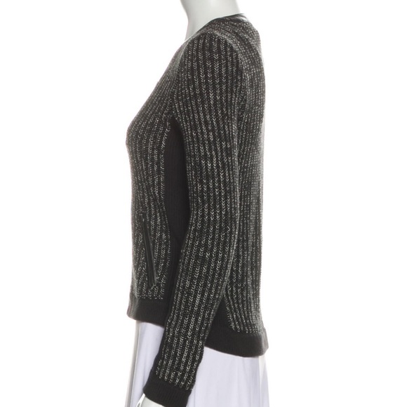 Rag & Bone Moto Sweater Jacket with lamb leather trim - Picture 4 of 10